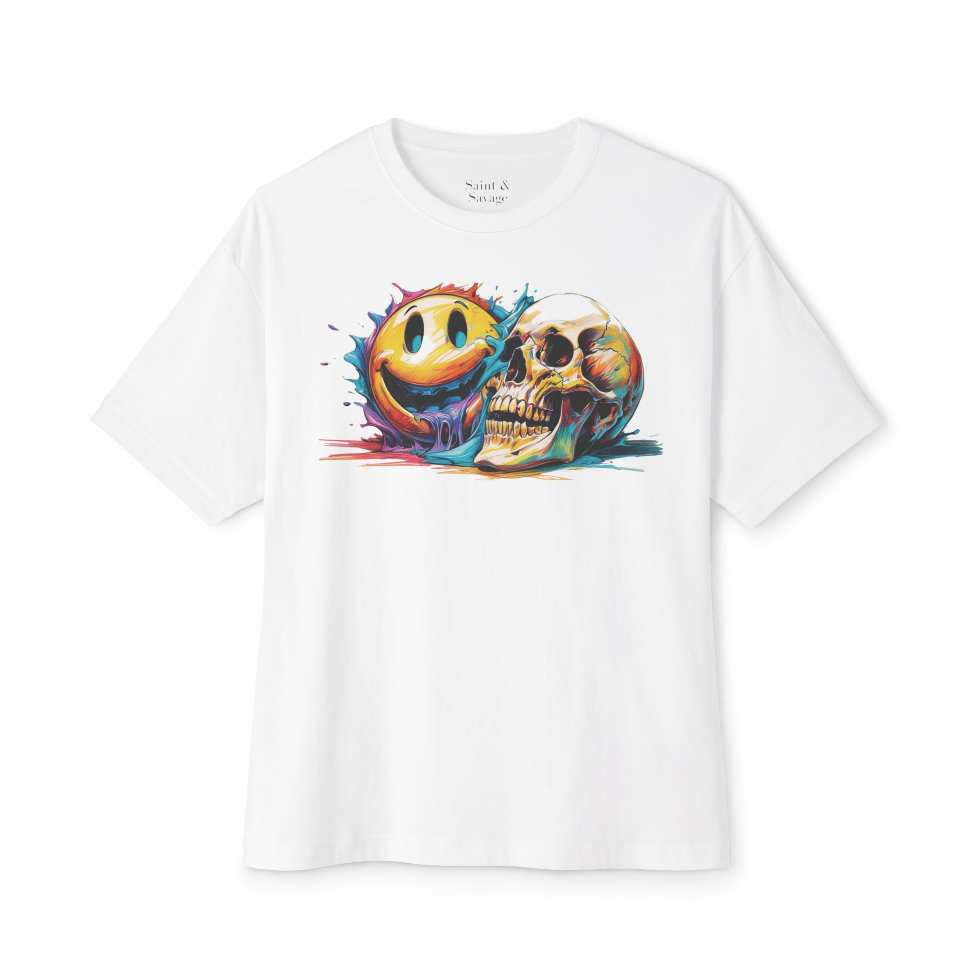 Smiley Skull Oversized Tee