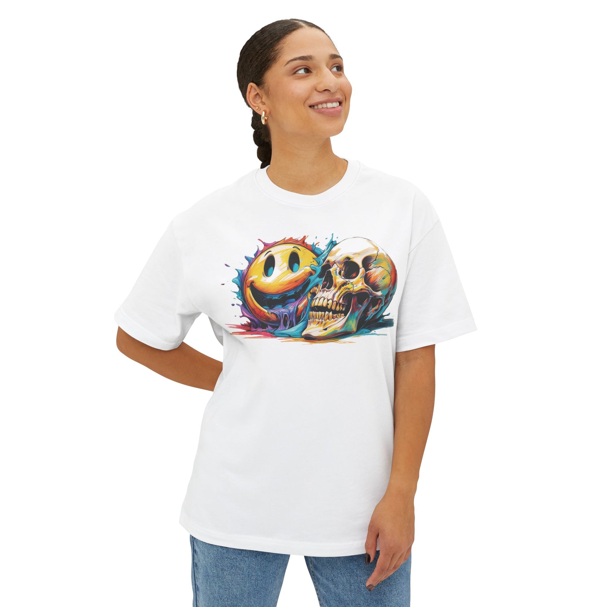 Smiley Skull Oversized Tee