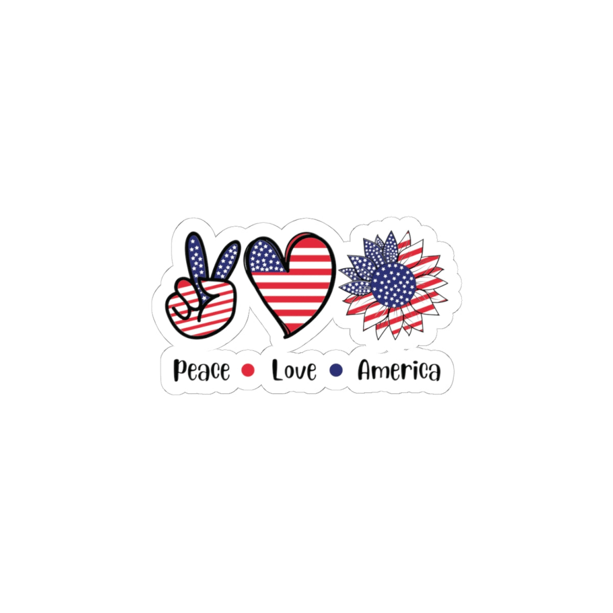 Peace, Love, America Kiss-Cut Stickers -