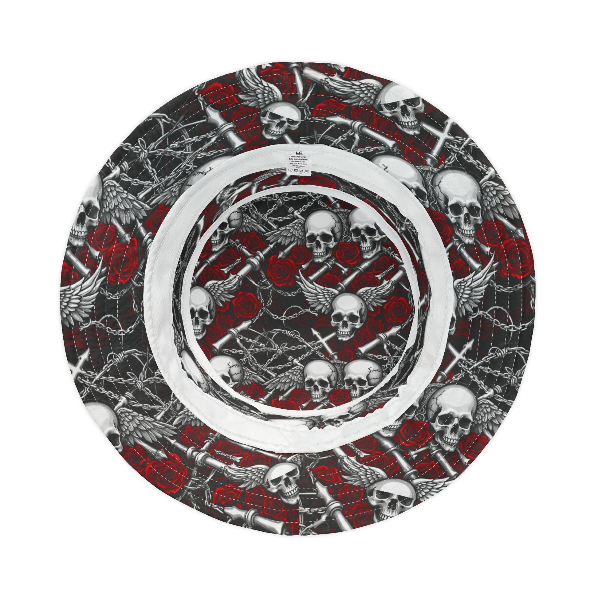 Edgy Skull & Roses Bucket Hat