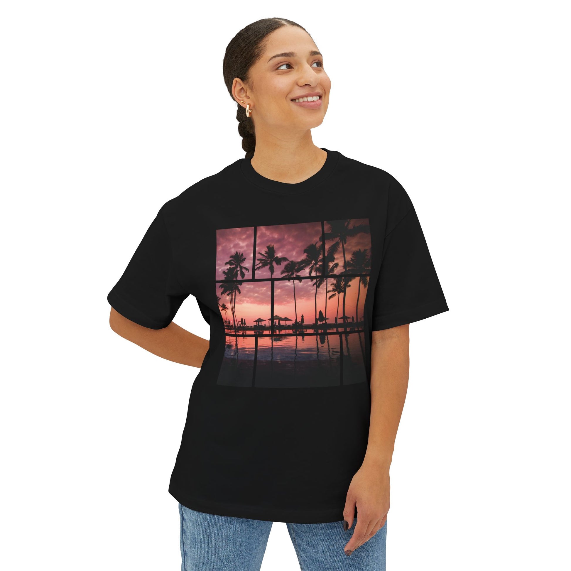 Palm Sunset Beach Oversized Tee
