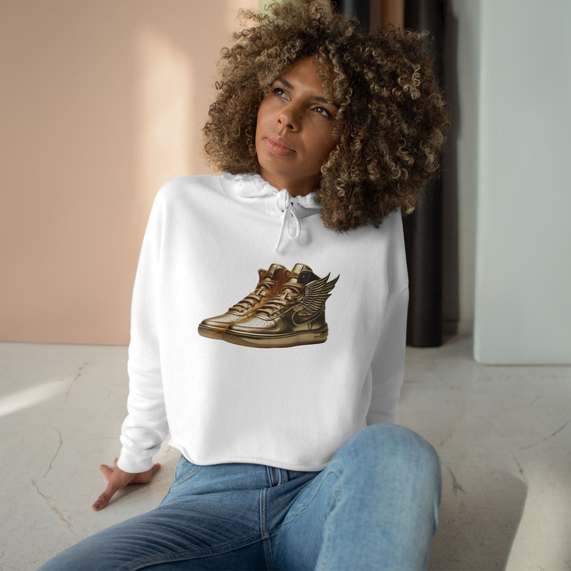 Golden Sneakers Crop Hoodie