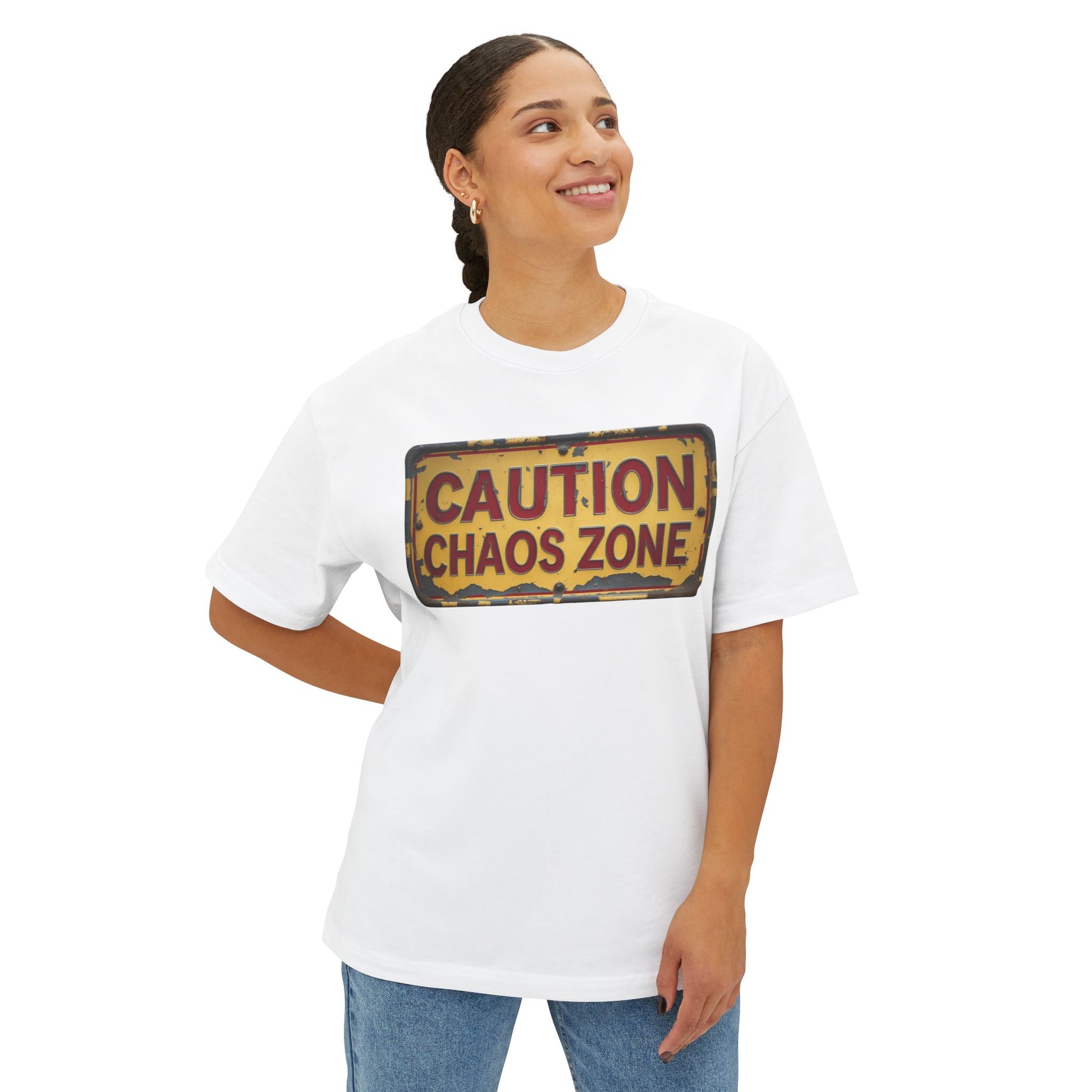 Caution Chaos Zone Oversized Tee