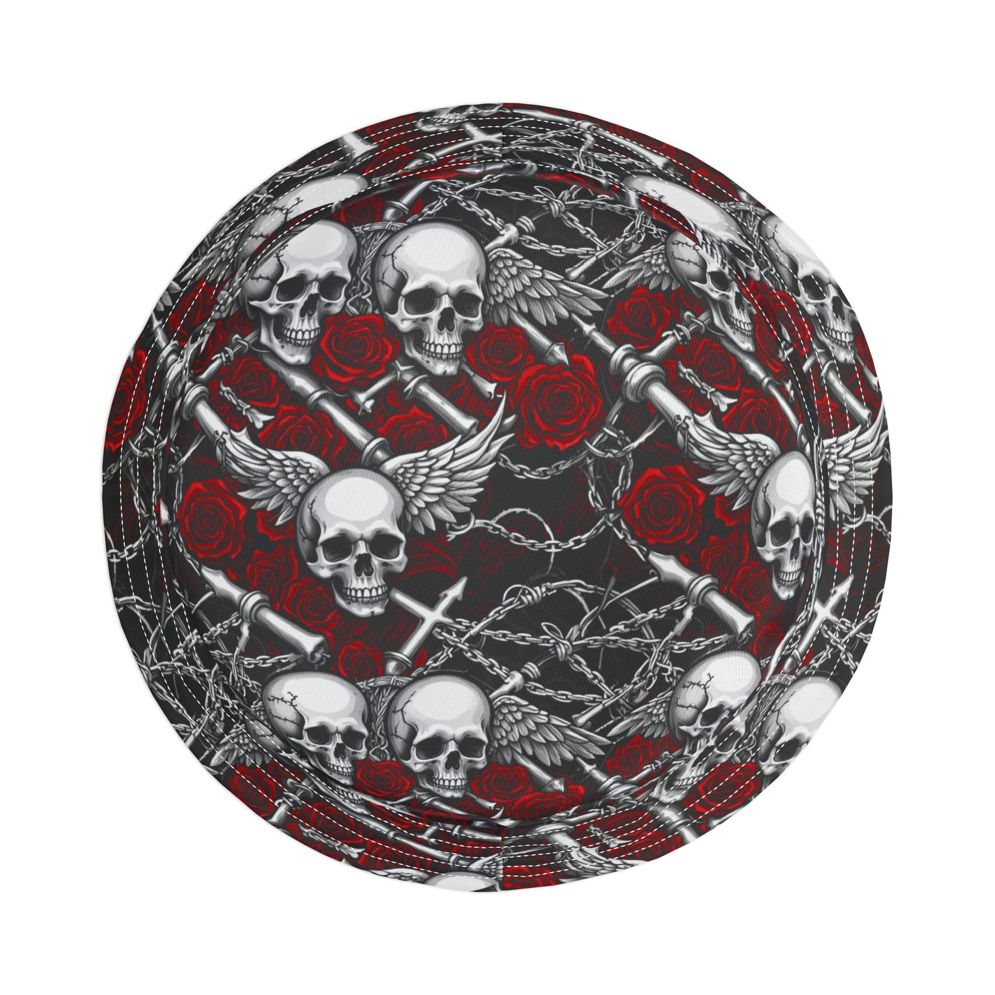 Edgy Skull & Roses Bucket Hat