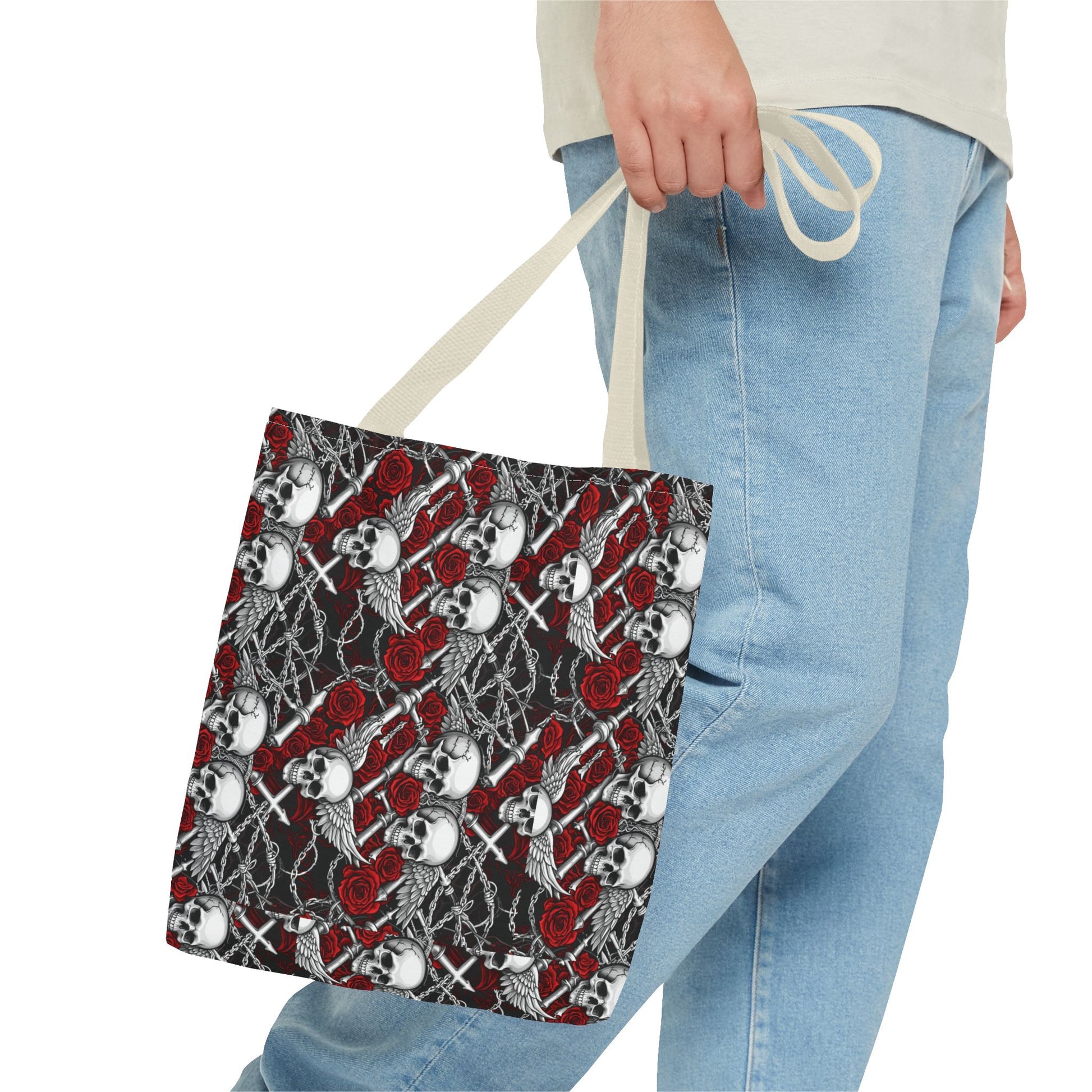 Gothic Skull & Rose Tote Bag