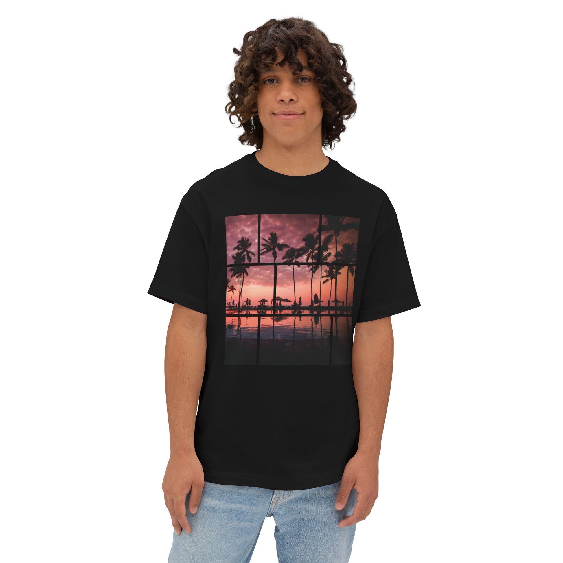 Palm Sunset Beach Oversized Tee
