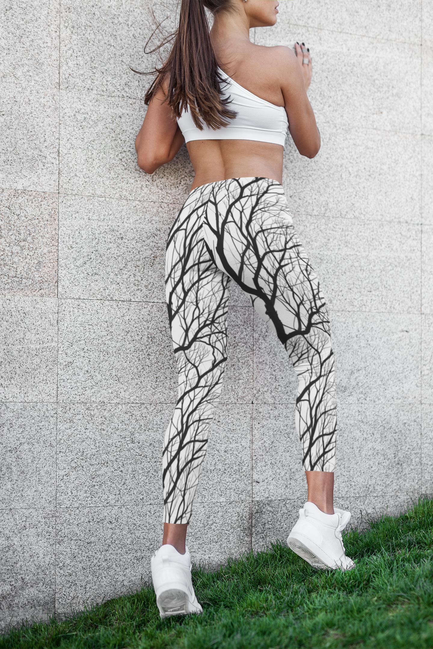 Black Tree Branch Stretchy Leggings