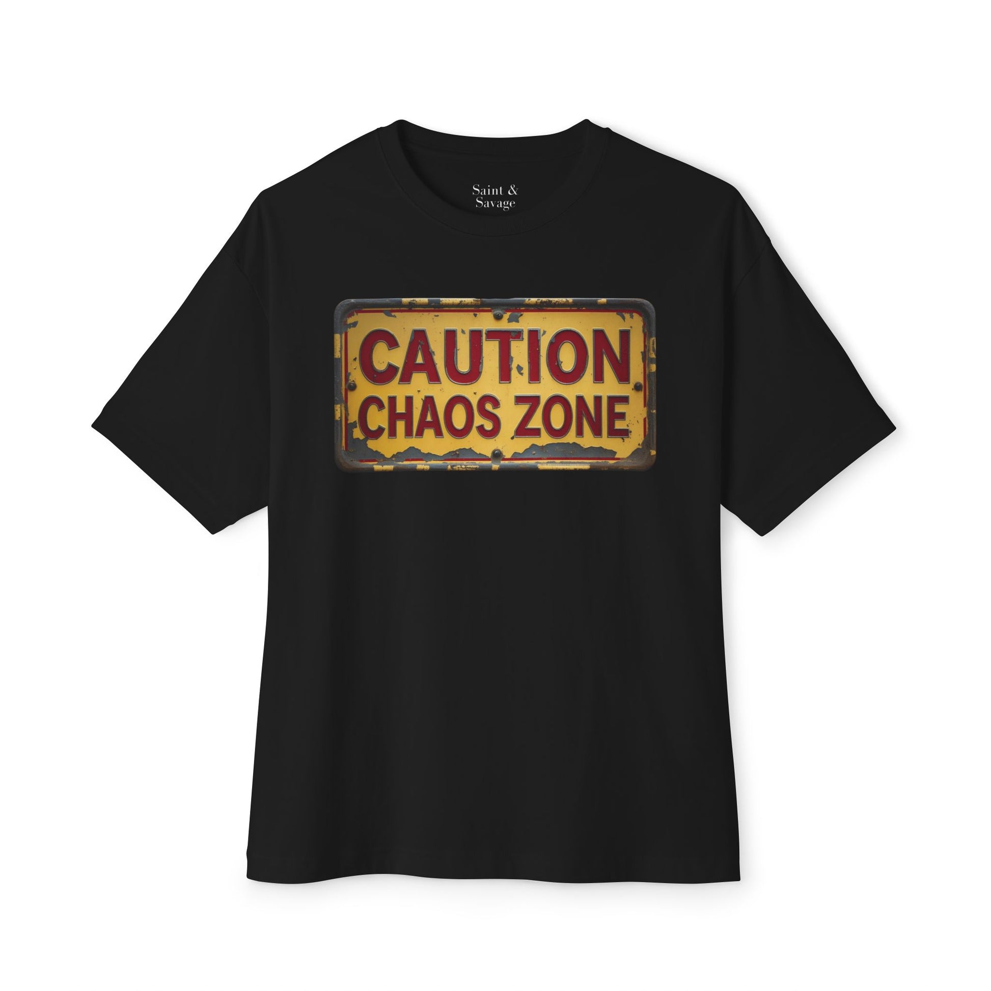 Caution Chaos Zone Oversized Tee