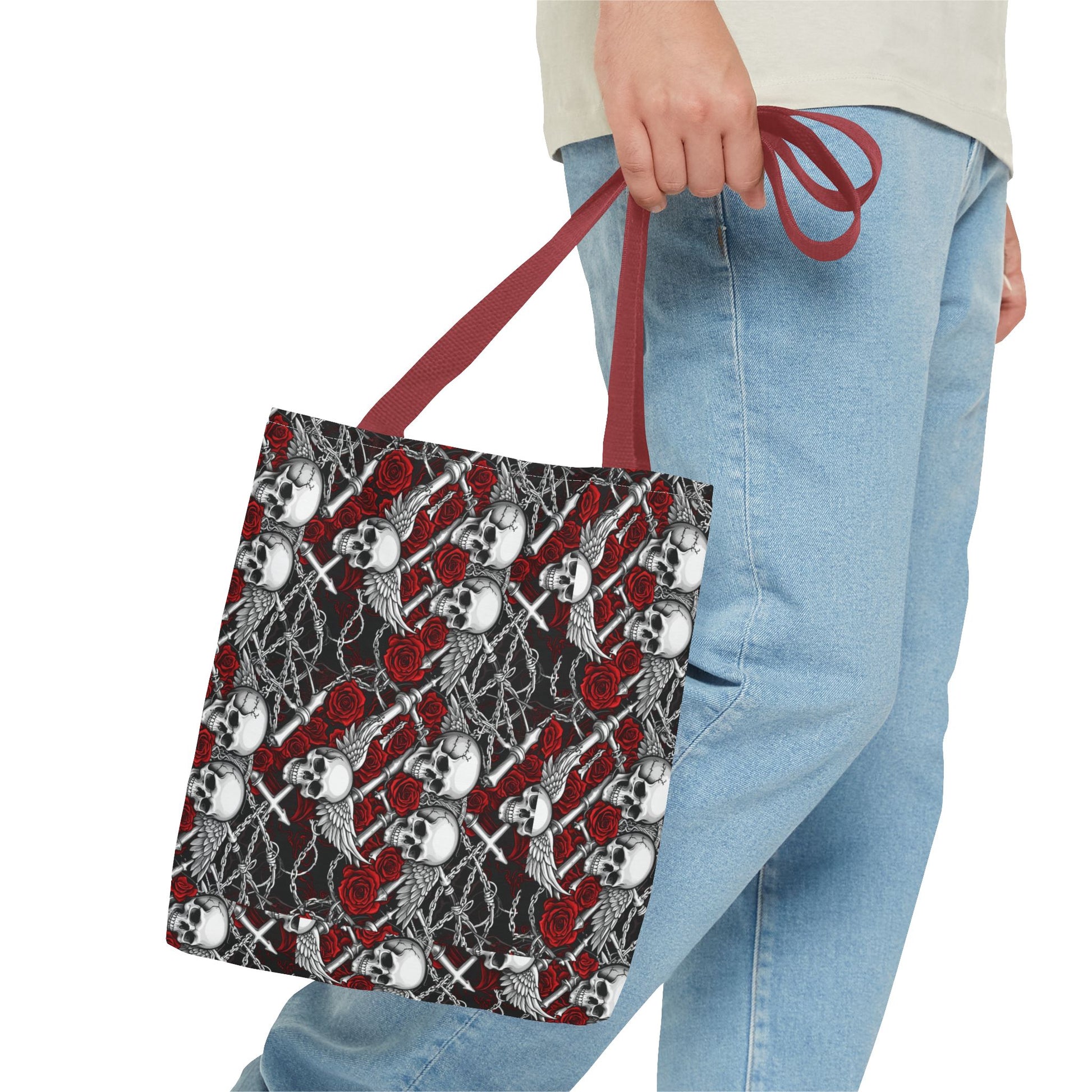 Gothic Skull & Rose Tote Bag