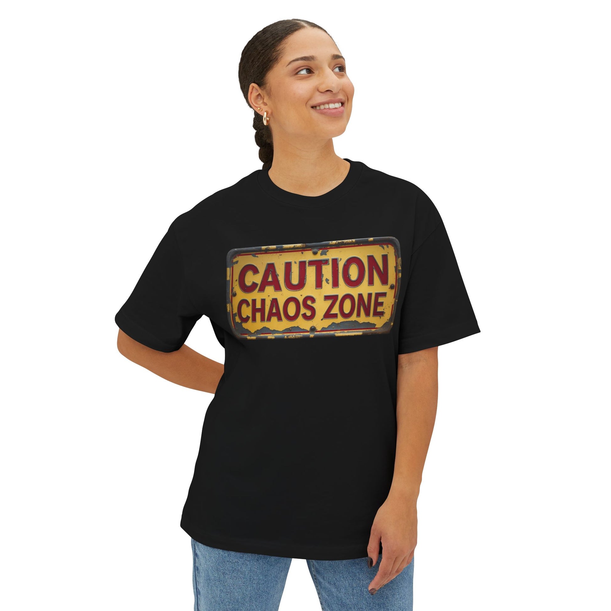 Caution Chaos Zone Oversized Tee