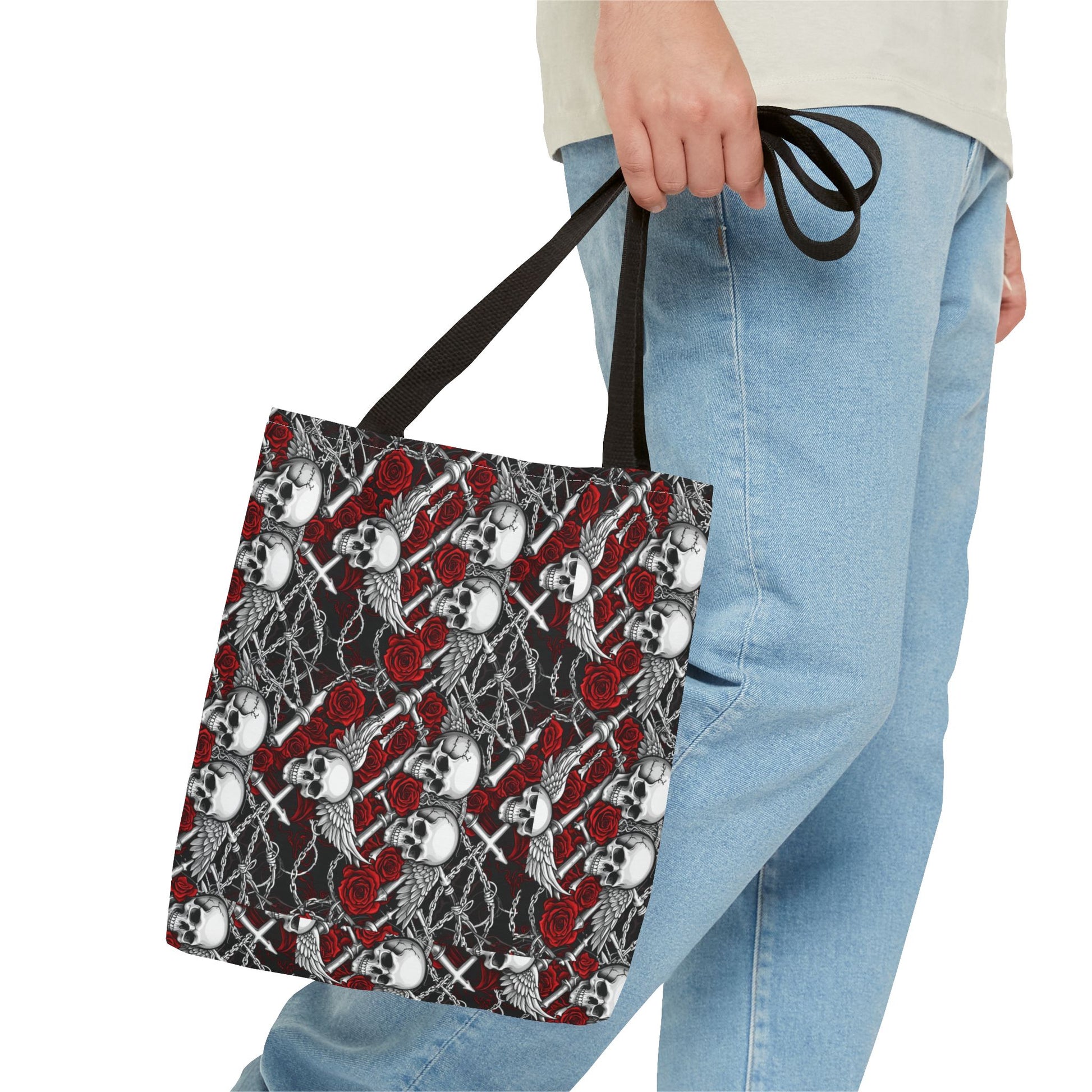 Gothic Skull & Rose Tote Bag