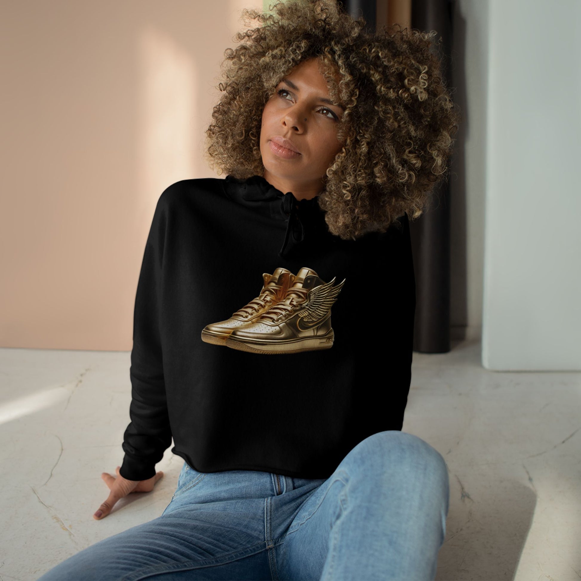 Golden Sneakers Crop Hoodie