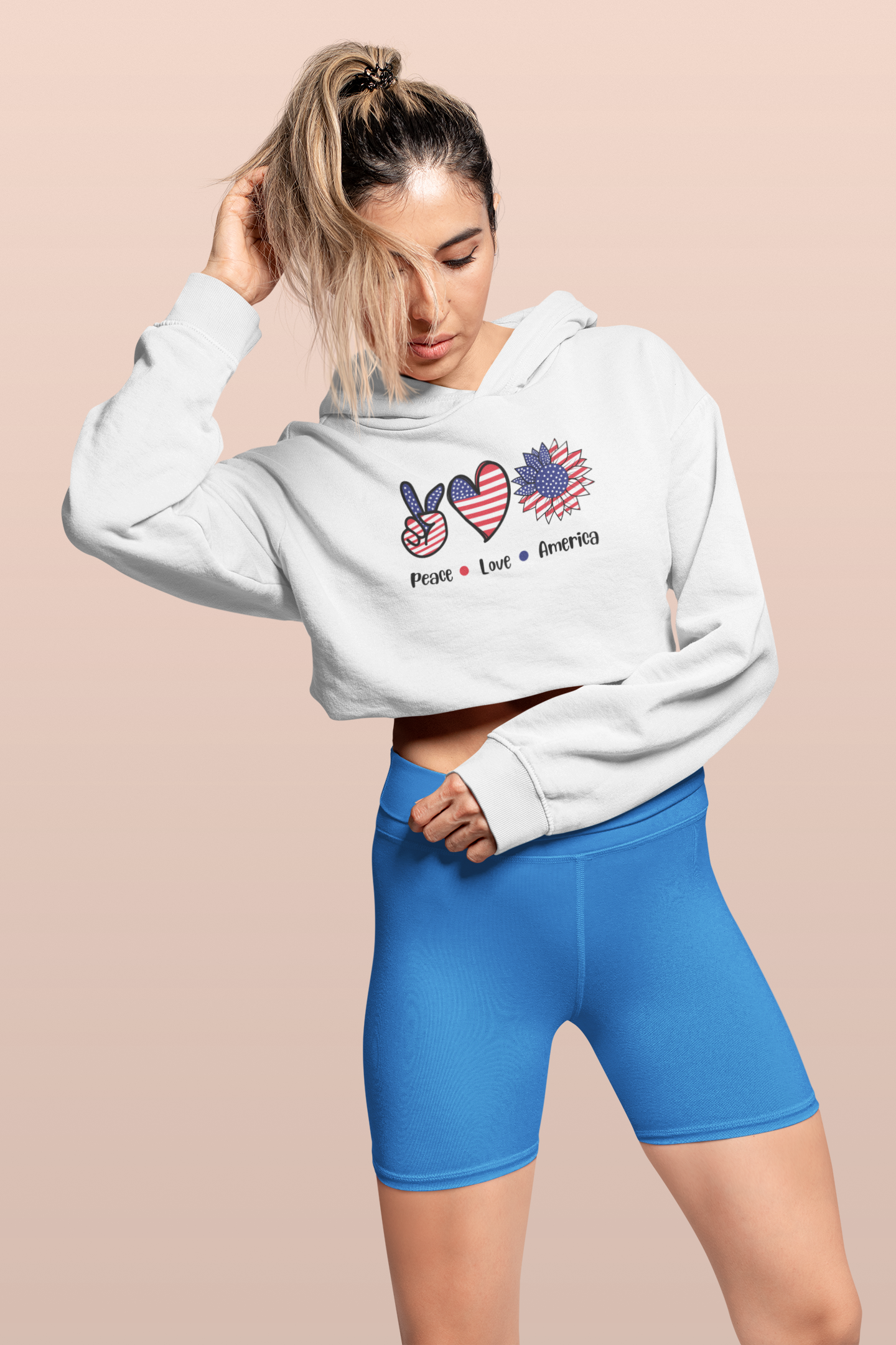 Peace Love America Cropped Hoodie