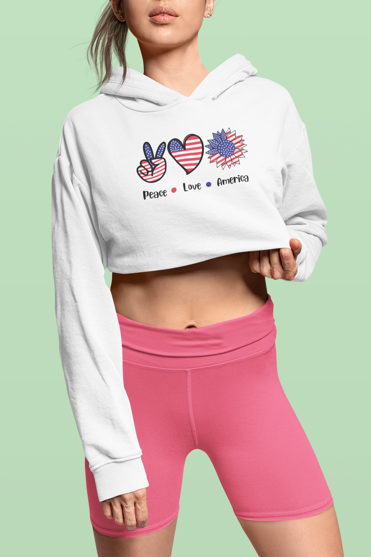 Peace Love America Cropped Hoodie