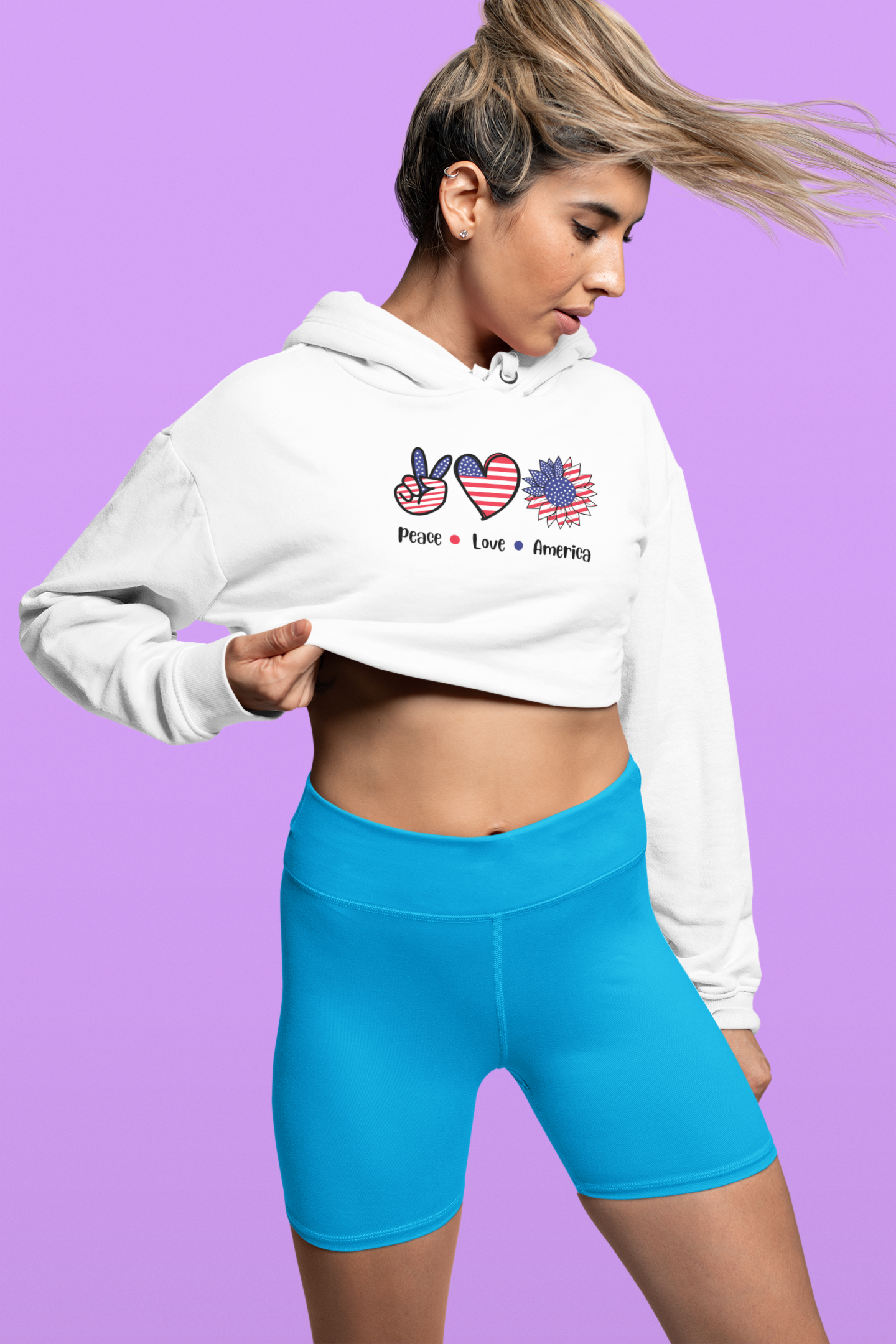Peace Love America Cropped Hoodie