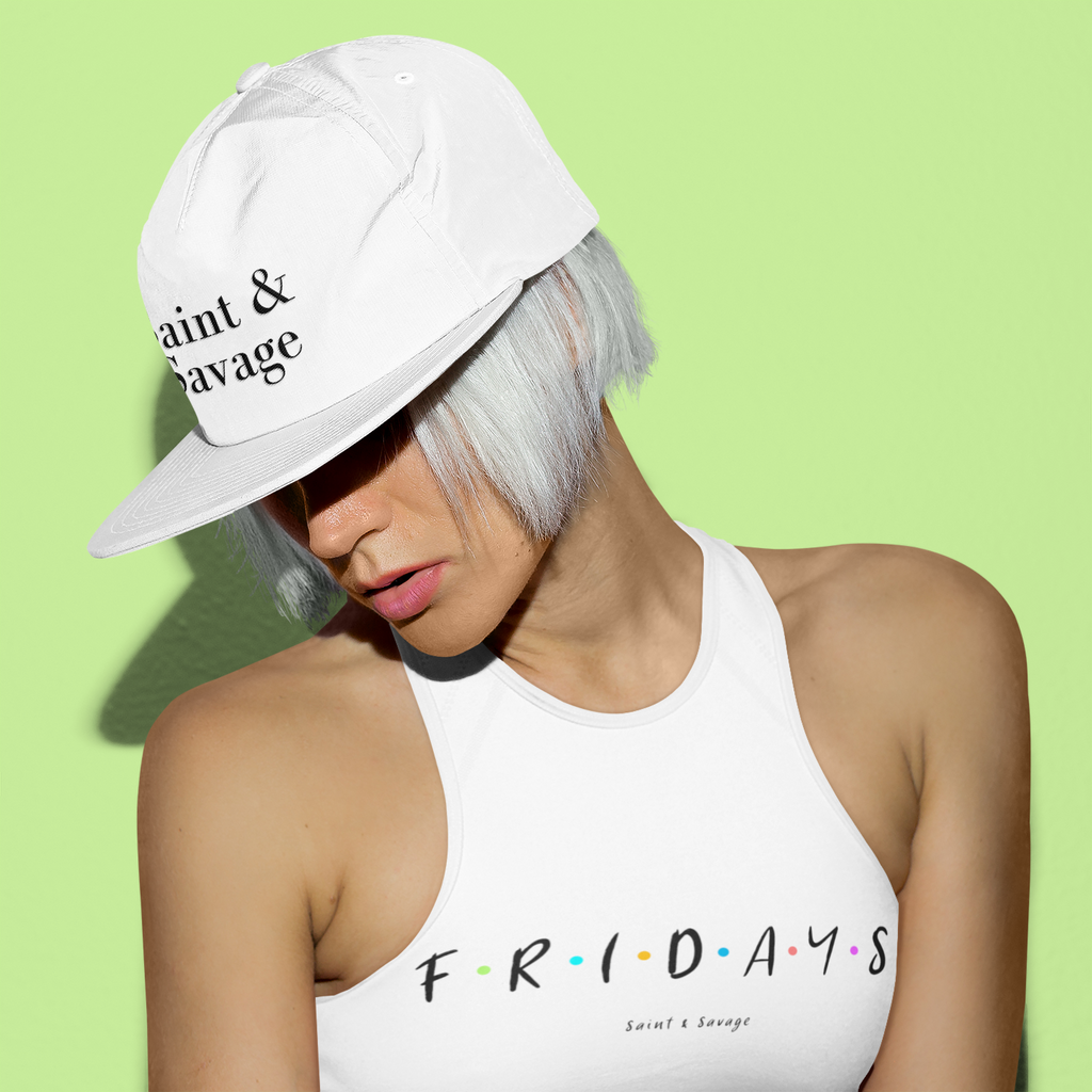 Saint & Savage White Embroidered Snapback
