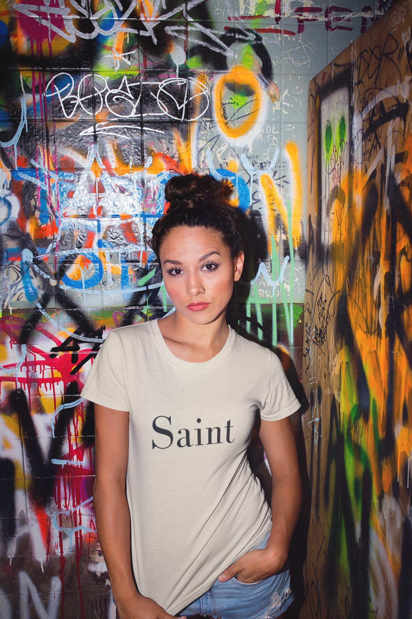 Vintage White "Saint" Tee